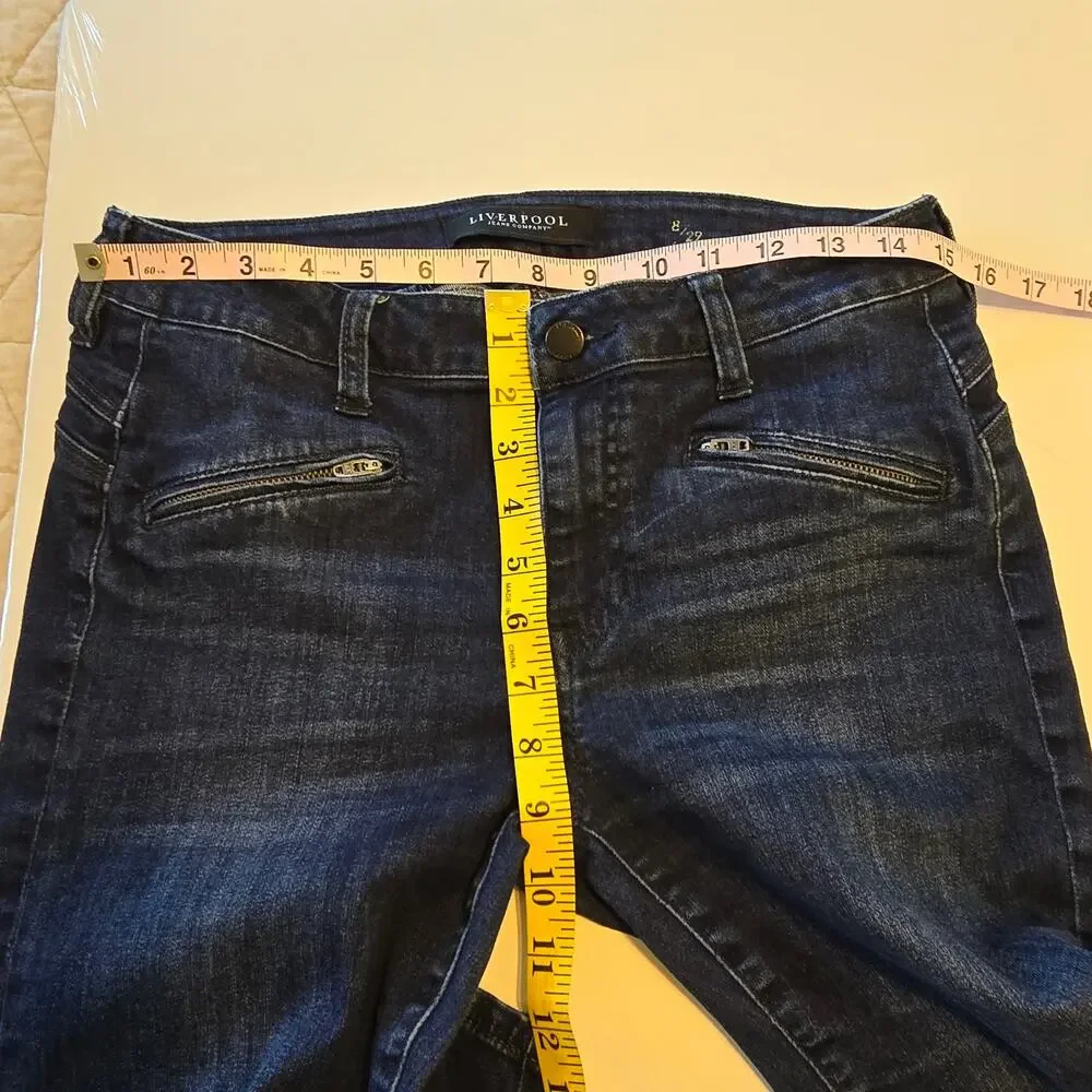 Liverpool Jeans Womens 29 The Hugger Ankle Skinny Mid Rise Dark Wash Preppy Boho